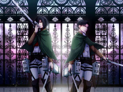 Attack on Titan Shingeki no Kyojin Mikasa Ackerman Rivaille Levi Anime Manga Art Wall Art Print Poster