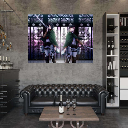 Attack on Titan Shingeki no Kyojin Mikasa Ackerman Rivaille Levi Anime Manga Art Wall Art Print Poster
