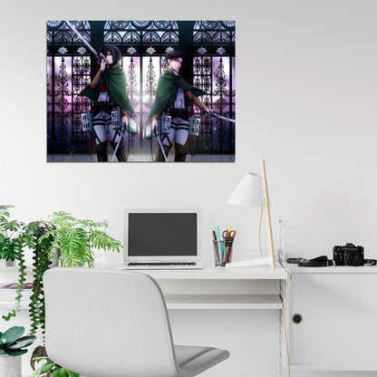 Attack on Titan Shingeki no Kyojin Mikasa Ackerman Rivaille Levi Anime Manga Art Wall Art Print Poster