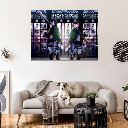 Attack on Titan Shingeki no Kyojin Mikasa Ackerman Rivaille Levi Anime Manga Art Wall Art Print Poster