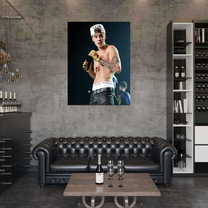 Justin Bieber Hot Shirtless Tattoo Music Singer Wall Art Print Poster