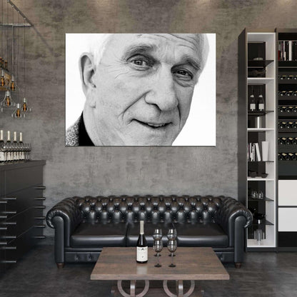 Leslie Nielsen Actor Comedian BW Portrait Wall Art Print Poster