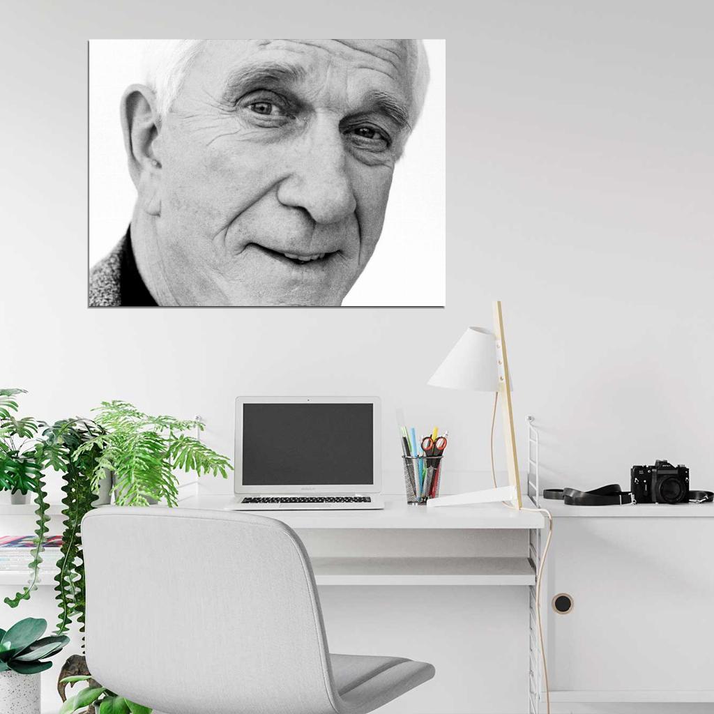 Leslie Nielsen Actor Comedian BW Portrait Wall Art Print Poster