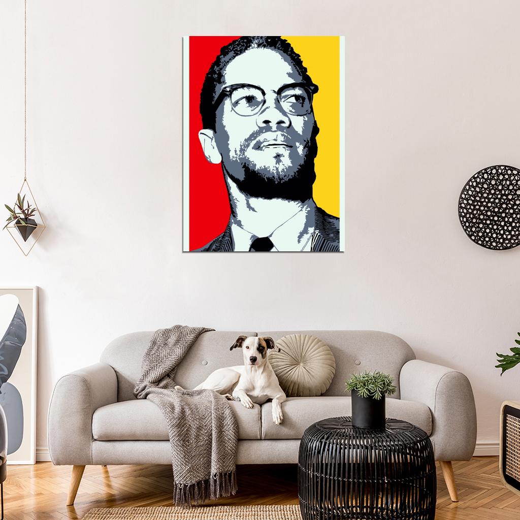 Malcolm X Human Rights Activist Portrait Art Wall Art Print Poster