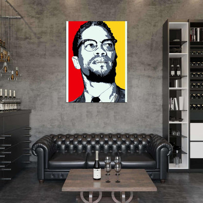 Malcolm X Human Rights Activist Portrait Art Wall Art Print Poster