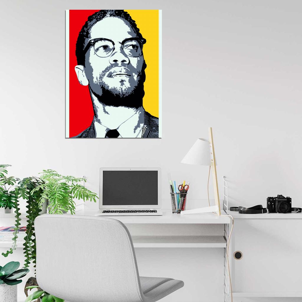 Malcolm X Human Rights Activist Portrait Art Wall Art Print Poster
