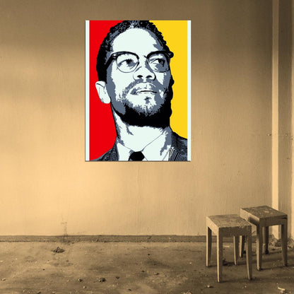 Malcolm X Human Rights Activist Portrait Art Wall Art Print Poster