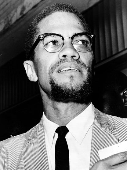 Malcolm X Human Rights Activist BW Portrait Wall Art Print Poster