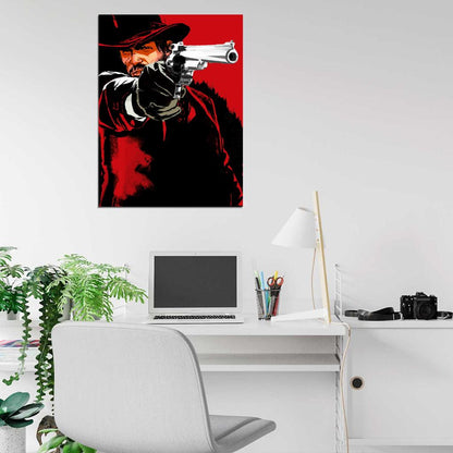 John Marston Red Dead Redemption Revolver Awesome Video Game Art Wall Art Print Poster