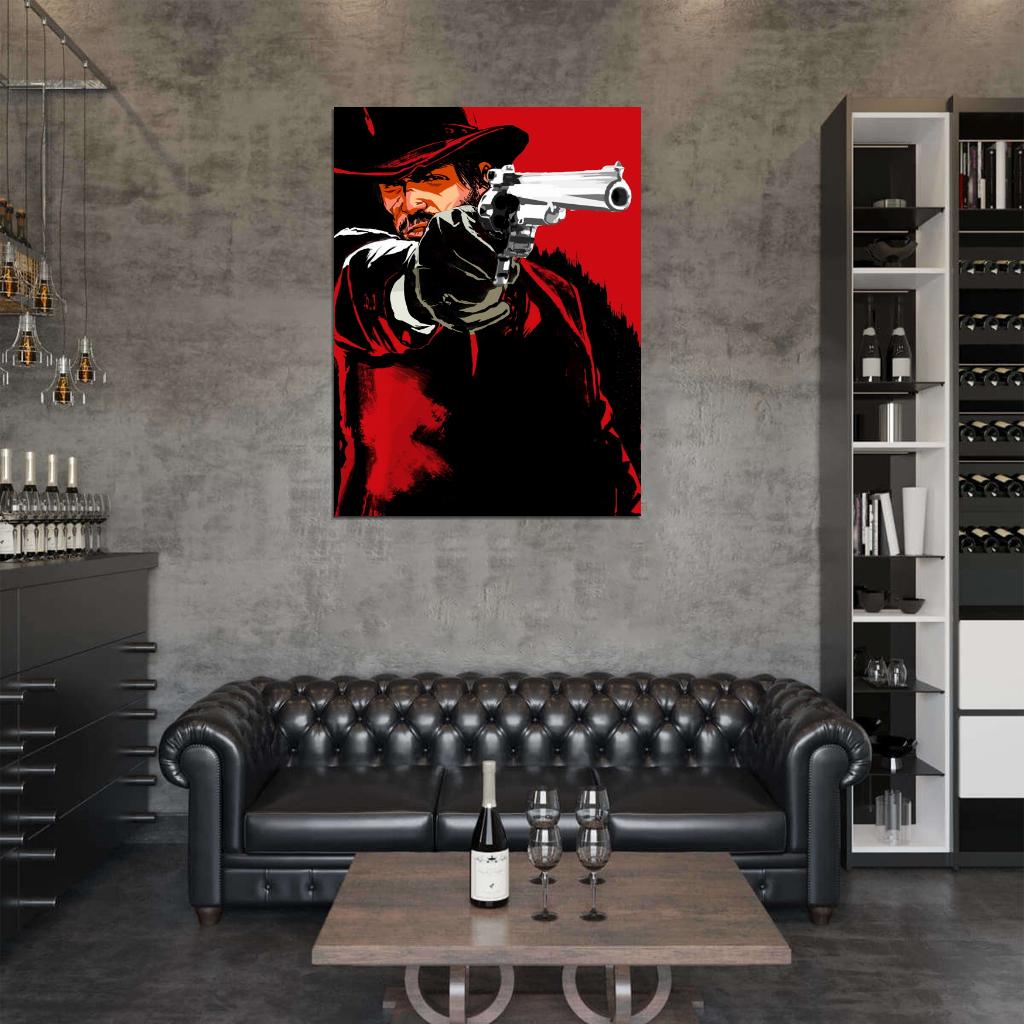 John Marston Red Dead Redemption Revolver Awesome Video Game Art Wall Art Print Poster