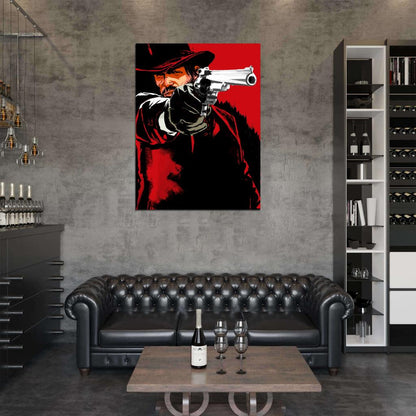 John Marston Red Dead Redemption Revolver Awesome Video Game Art Wall Art Print Poster