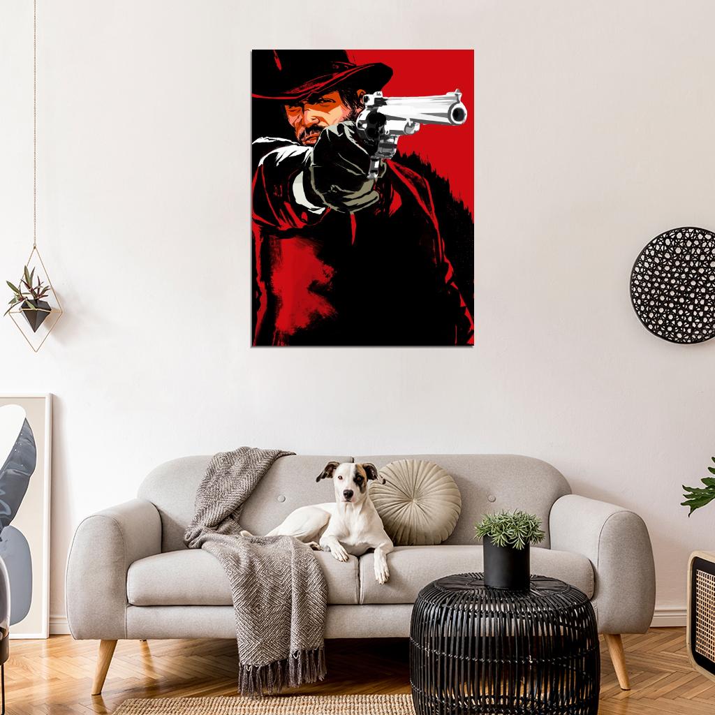John Marston Red Dead Redemption Revolver Awesome Video Game Art Wall Art Print Poster