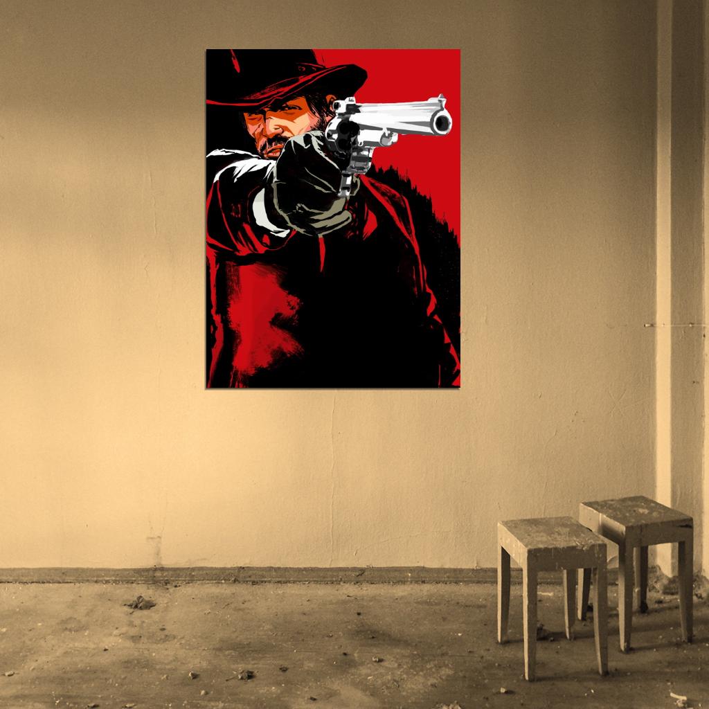 John Marston Red Dead Redemption Revolver Awesome Video Game Art Wall Art Print Poster