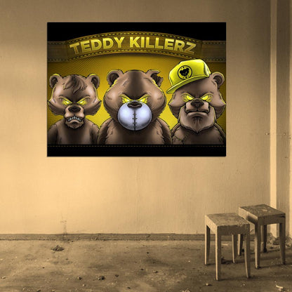Teddy Killerz Drum and Bass Dubstep Music Art Wall Art Print Poster