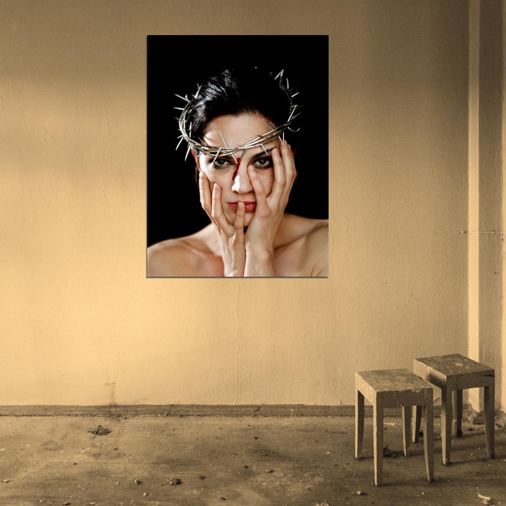 Asia Argento Crown of Thorns Blood Hot Actress Model Portrait Wall Art Print Poster