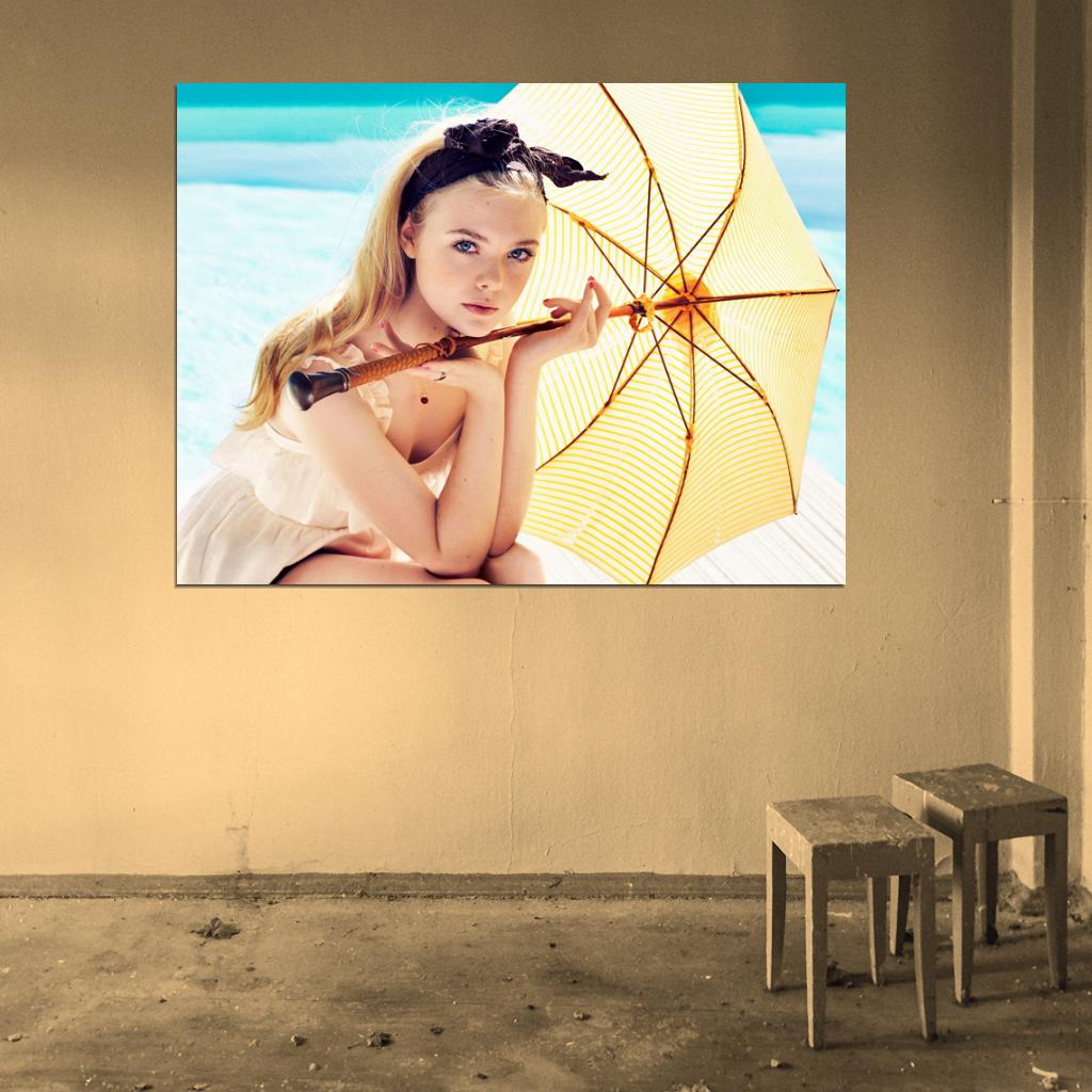Elle Fanning Hot Beautiful Cute Actress Wall Art Print Poster