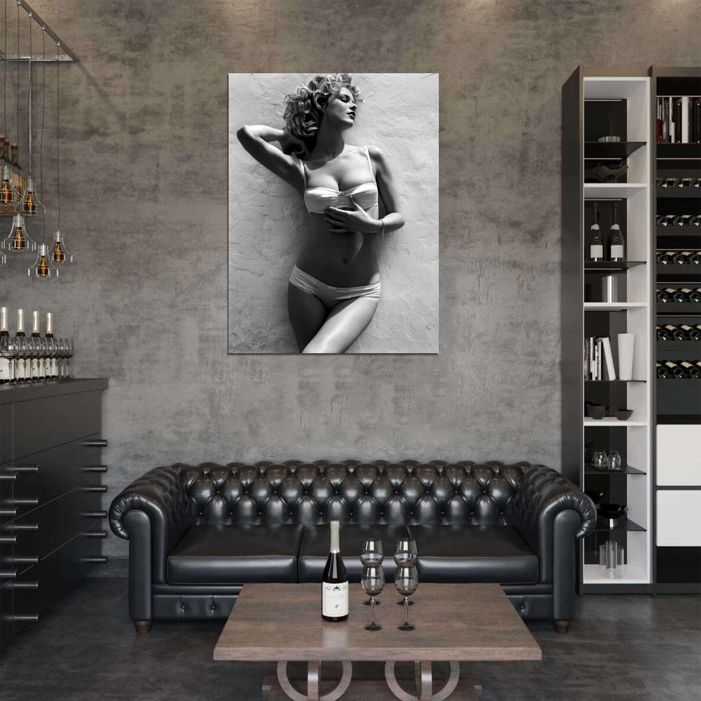 Eva Herzigova Hot Model Sexy Body Lingerie BW Wall Art Print Poster