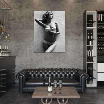 Eva Herzigova Hot Model Sexy Body Lingerie BW Wall Art Print Poster