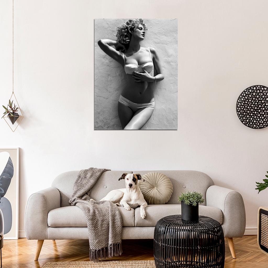 Eva Herzigova Hot Model Sexy Body Lingerie BW Wall Art Print Poster