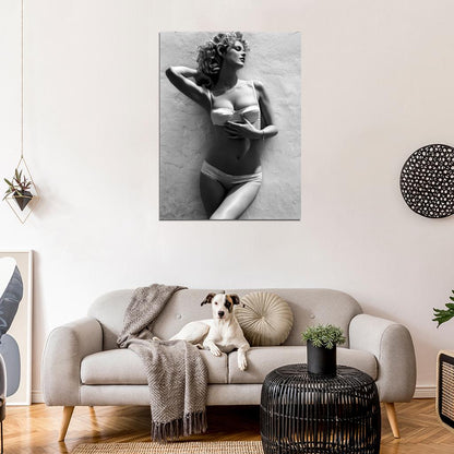 Eva Herzigova Hot Model Sexy Body Lingerie BW Wall Art Print Poster