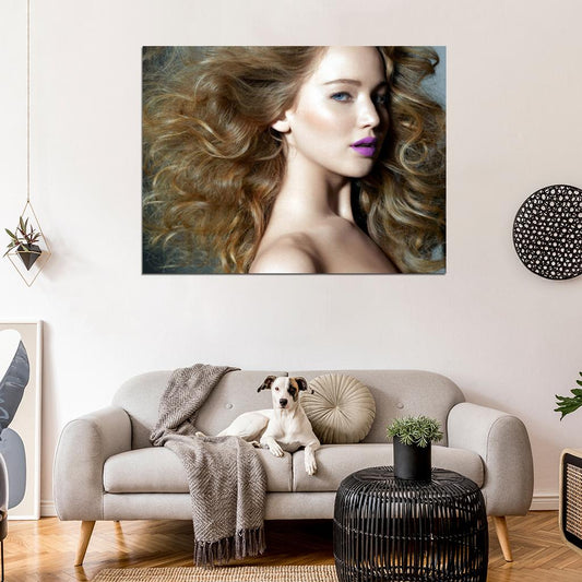 Jennifer Lawrence Beautiful Hot Actress Portrait Wall Art Print Poster