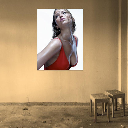 Jennifer Lawrence Hot Actress Sexy Cleavage Red Dress Wall Art Print Poster
