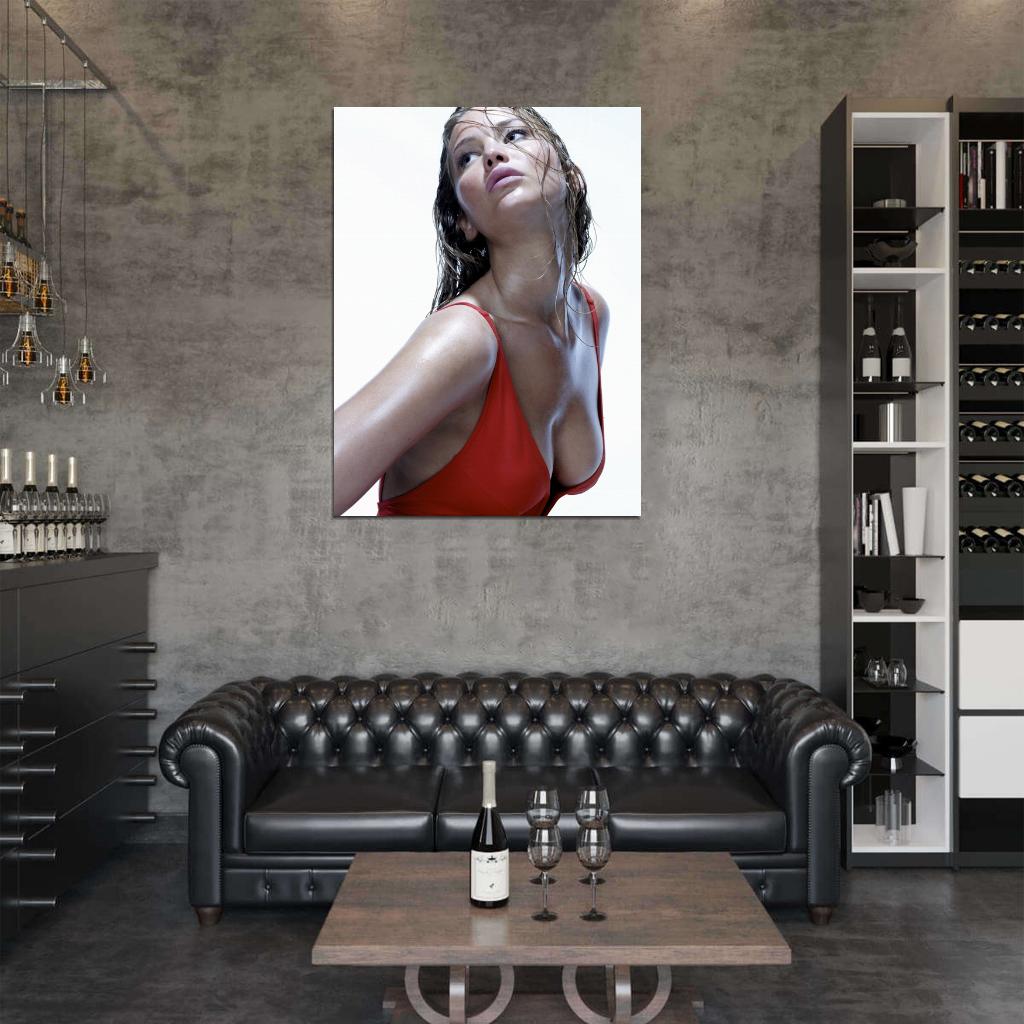 Jennifer Lawrence Hot Actress Sexy Cleavage Red Dress Wall Art Print Poster