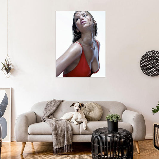 Jennifer Lawrence Hot Actress Sexy Cleavage Red Dress Wall Art Print Poster