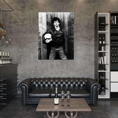 Lou Reed Art Rock Music Singer Black Leather Motorcycle Jacket BW Retro Wall Art Print Poster