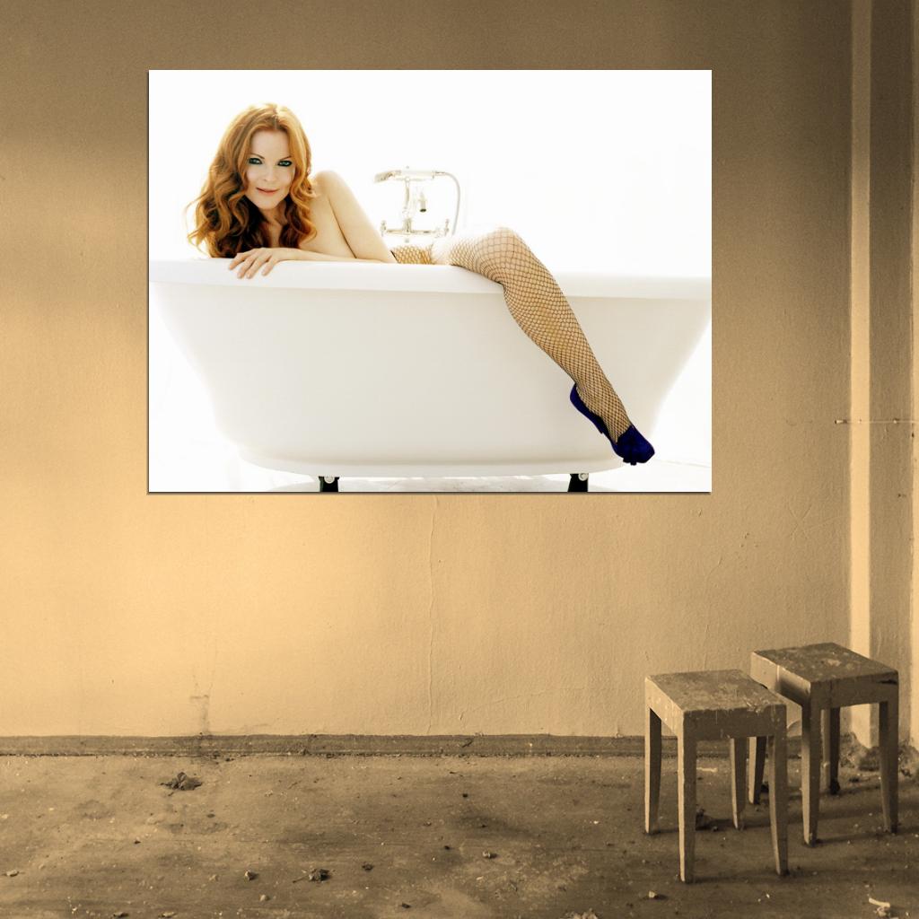 Marcia Cross Hot Actress Sexy Stocking Nude Topless Wall Art Print Poster
