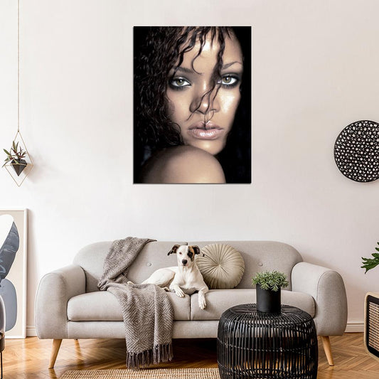 Rihanna Amazing Beautiful Face Portrait Hot Singer Music Wall Art Print Poster
