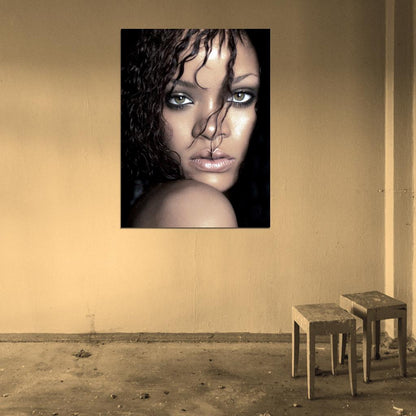Rihanna Amazing Beautiful Face Portrait Hot Singer Music Wall Art Print Poster