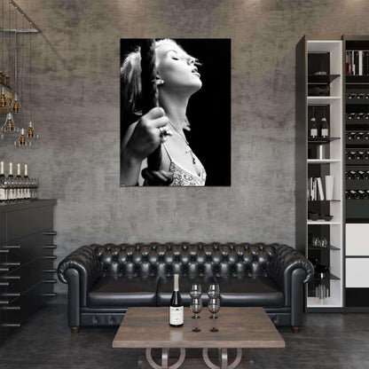 Scarlett Johansson Hot Actress BW Sexy Portrait Wall Art Print Poster