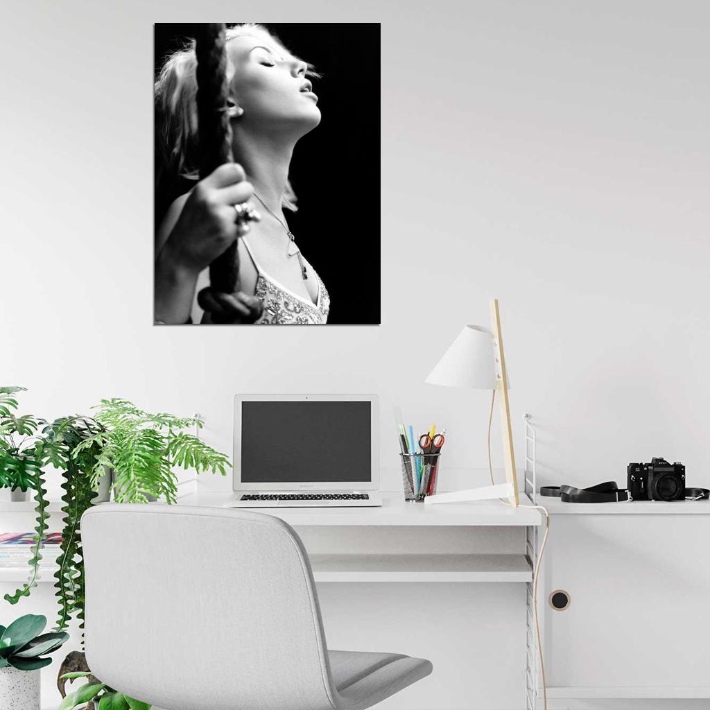 Scarlett Johansson Hot Actress BW Sexy Portrait Wall Art Print Poster