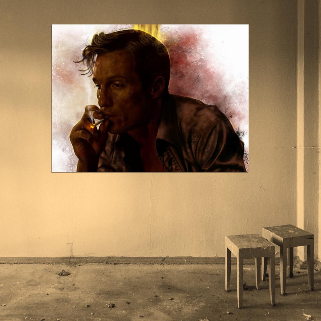 True Detective Rust Cohle Matthew McConaughey Smoking Painting Art Wall Art Print Poster