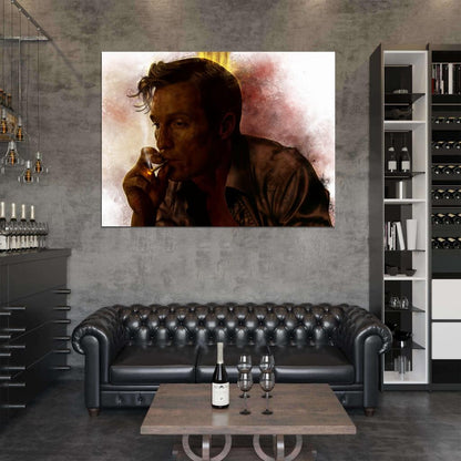 True Detective Rust Cohle Matthew McConaughey Smoking Painting Art Wall Art Print Poster