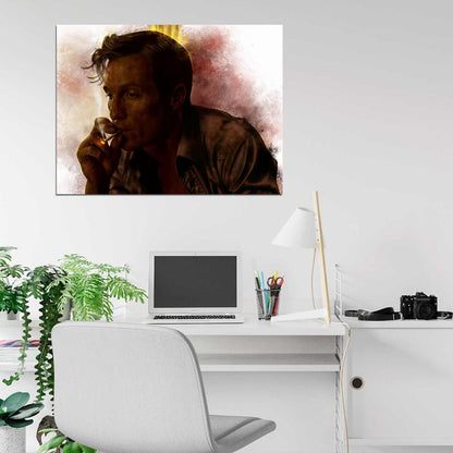 True Detective Rust Cohle Matthew McConaughey Smoking Painting Art Wall Art Print Poster