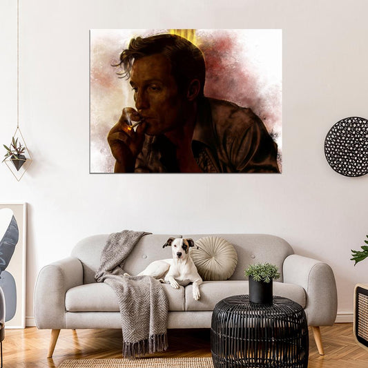 True Detective Rust Cohle Matthew McConaughey Smoking Painting Art Wall Art Print Poster