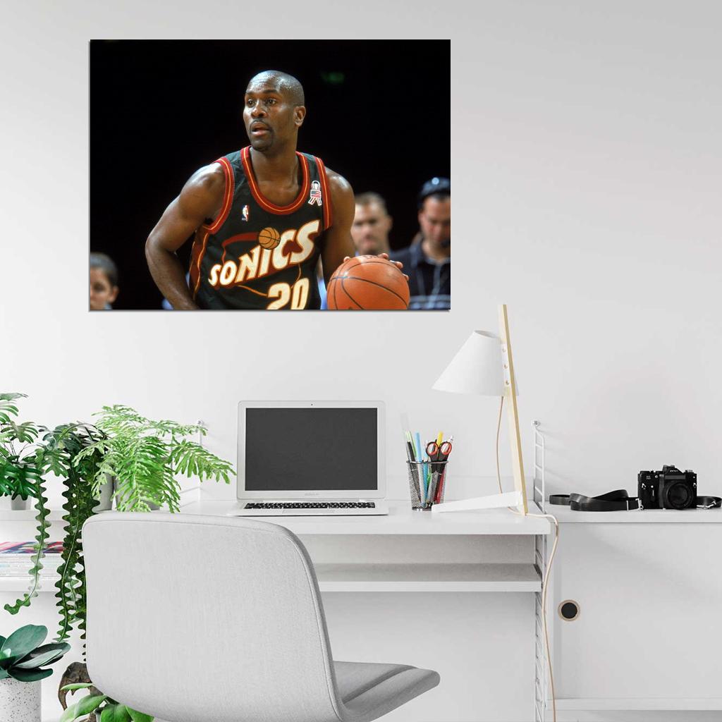 Gary Payton The Glove Retro Basketball Sport Wall Art Print Poster