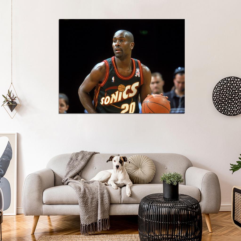 Gary Payton The Glove Retro Basketball Sport Wall Art Print Poster