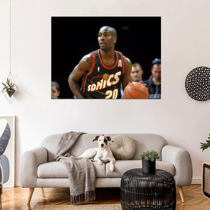 Gary Payton The Glove Retro Basketball Sport Wall Art Print Poster