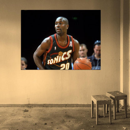Gary Payton The Glove Retro Basketball Sport Wall Art Print Poster