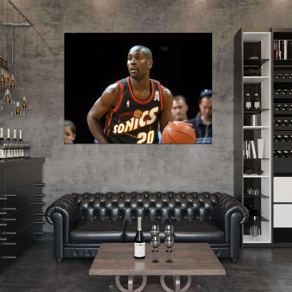 Gary Payton The Glove Retro Basketball Sport Wall Art Print Poster