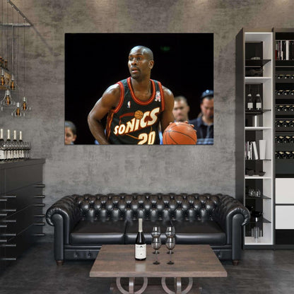 Gary Payton The Glove Retro Basketball Sport Wall Art Print Poster