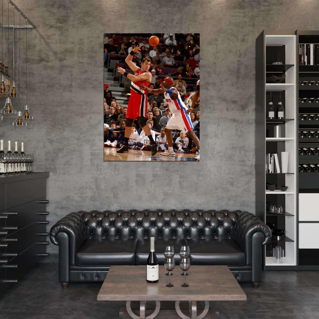 Arvydas Sabonis Retro Basketball Sport Wall Art Print Poster