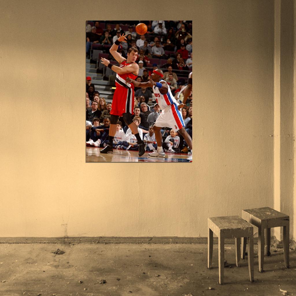 Arvydas Sabonis Retro Basketball Sport Wall Art Print Poster