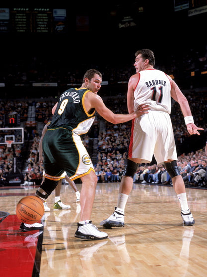 Arvydas Sabonis No Look Pass Retro Basketball Sport Wall Art Print Poster