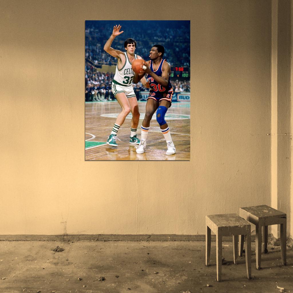 Bernard King Kevin McHale New York Retro Vintage Basketball Sport Wall Art Print Poster