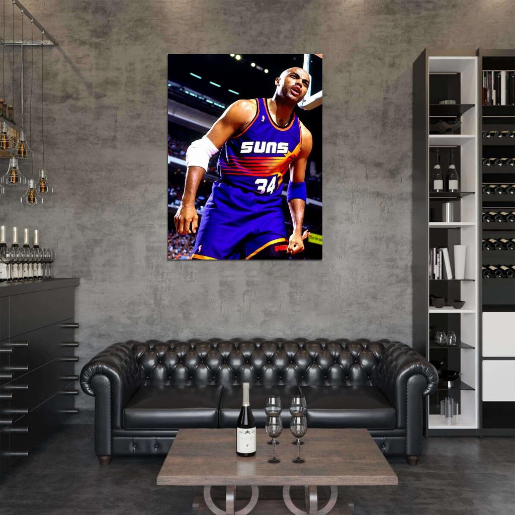 Charles Barkley Retro Vintage Basketball Sport Wall Art Print Poster