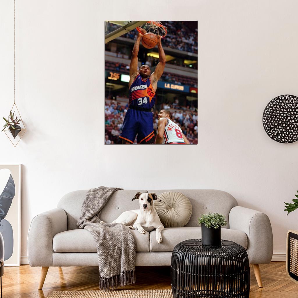 Charles Barkley Dunk Retro Vintage Basketball Sport Wall Art Print Poster